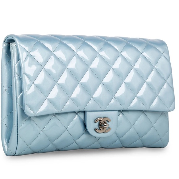 Chanel Light Tiffany Blue Quilted Leather Clutch with Chain - Picture 2 of 8